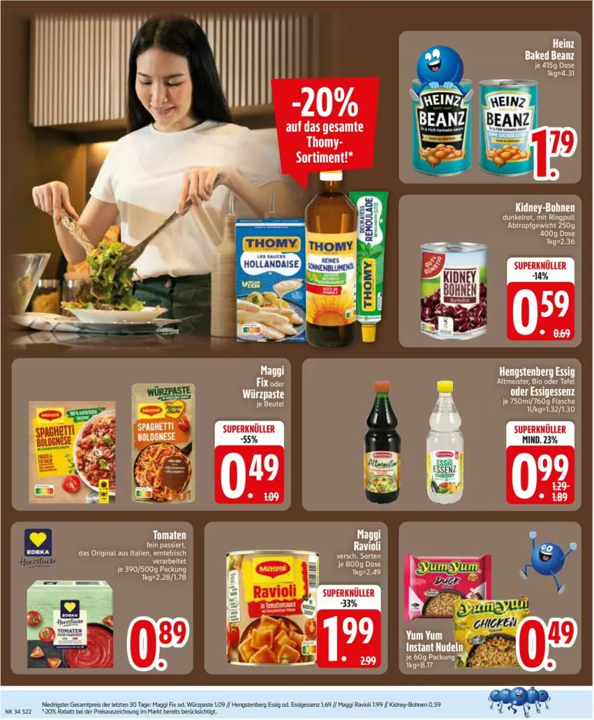 Aktueller Prospekt Edeka - Prospekte - von 17.08 bis 22.08.2026 - strona 24 - produkty: acer, bohne, bohnen, bolognese, essig, gin, hengstenberg, kidney, maggi, maggi fix, nudel, nudeln, ravioli, Ti