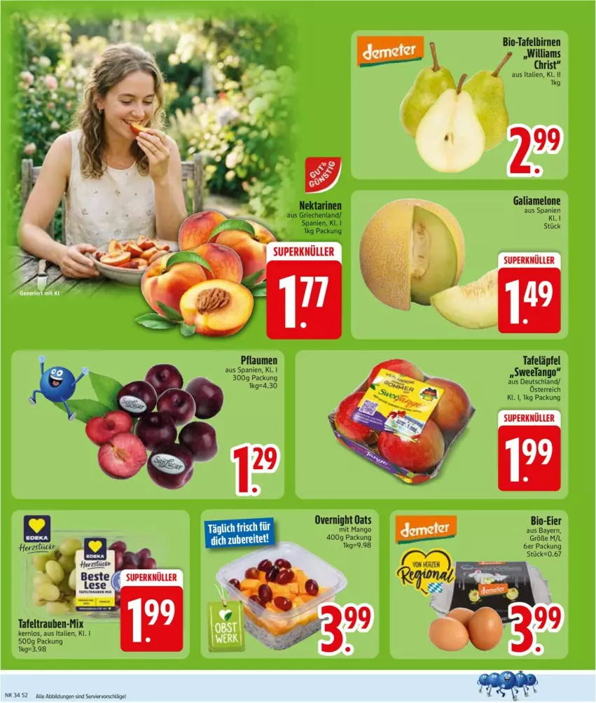Aktueller Prospekt Edeka - Prospekte - von 17.08 bis 22.08.2026 - strona 4 - produkty: bio, Birnen, eier, galiamelone, mango, melone, Nektar, nektarinen, tafelbirnen, tafeltrauben, trauben