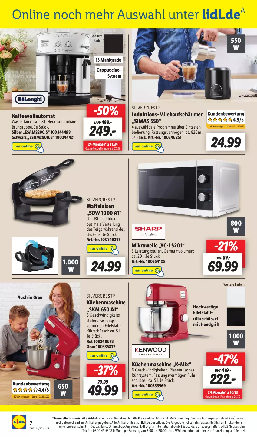 Aktueller Prospekt Lidl - Wochen-Highlights im Onlineshop - von 09.01 bis 15.01.2023 - strona 6 - produkty: angebot, angebote, auto, Cap, cappuccino, cin, edelstahl, eis, elle, garraum, kaffee, kaffeevollautomat, küche, Küchen, küchenmaschine, LG, mikrowelle, milch, milchaufschäumer, ndk, reis, rel, Rührschüssel, Schal, Schale, schüssel, silvercrest, sim, telefon, Ti, uhr, Waffeleisen, wasser, wassertank