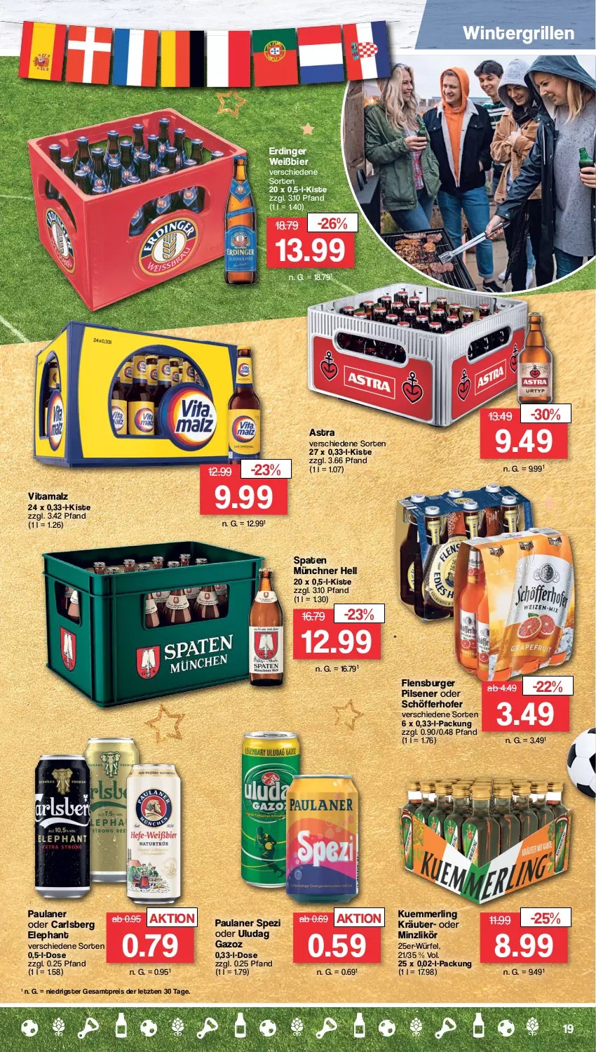 Aktueller Prospekt Famila - Prospekte - von 28.11 bis 03.12.2022 - strona 19 - produkty: Astra, bier, burger, carlsberg, eis, erdinger, flensburger, grill, kräuter, kuemmerling, likör, malz, merl, Paula, paulaner, pils, pilsener, reis, schöfferhofer, Spaten, Spezi, Ti, vita, vitamalz, würfel, ZTE