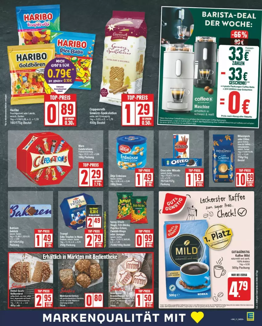 Aktueller Prospekt Edeka - Prospekte - von 30.09 bis 05.10.2024 - strona 11 - produkty: beutel, coppenrath, deka, eis, haribo, kaffee, LG, natur, reis, Ti, top-preis