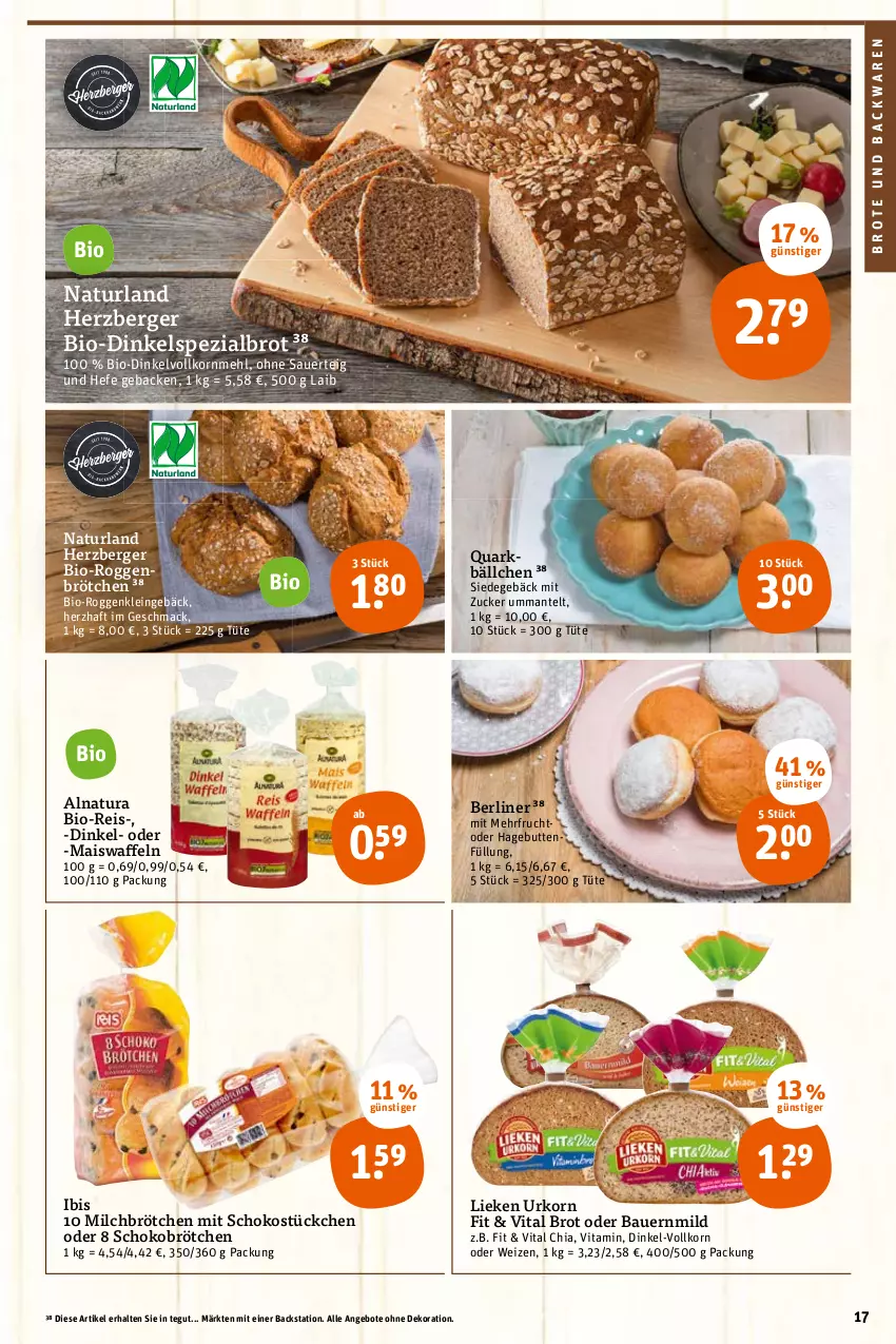 Aktueller Prospekt Tegut - Angebote der Woche - von 21.02 bis 26.02.2022 - strona 19 - produkty: angebot, angebote, auer, backwaren, Bau, Bauer, Berger, berliner, bio, brot, brötchen, brote und backwaren, chia, dekoration, Dinkelvollkornmehl, eis, frucht, geback, Hefe, herzberger, korn, lieken, mac, mais, Maiswaffeln, Mantel, mehl, milch, Milchbrötchen, natur, natura, naturland, quark, reis, roggenbrötchen, schoko, Schokobrötchen, Spezi, Ti, Tüte, urkorn, vita, waffeln, zucker