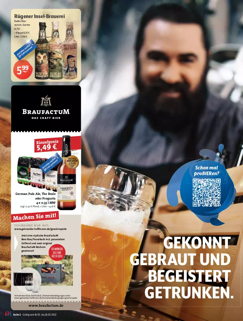 Aktueller Prospekt Getraenke Hoffmann - Prospekte - von 16.05 bis 28.05.2022 - strona 2 - produkty: asti, auer, Becher, Berger, bier, Biere, bio, cola, eis, Elan, elle, Faktu, Feuerkorb, frucht, Germ, gewinnspiel, gin, ginger, grill, grillrost, Holz, honig, kirsch, korb, kräuter, krone, LG, mac, mais, malz, Meister, nürnberger, nuss, pril, reis, Ria, riegel, Rügener, scotch, Spezi, Spiele, steiner, störtebeker, Ti, tuc, Tucher