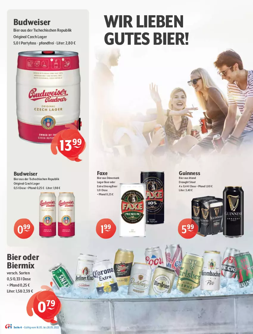 Aktueller Prospekt Getraenke Hoffmann - Prospekte - von 16.05 bis 28.05.2022 - strona 4 - produkty: Alpirsbacher, auer, auto, axe, bier, bio, budweiser, eis, elle, gewinnspiel, gin, Guinness, kellerbier, Kloster Andechs, LG, Spezi, Spiele, Ti, WICK