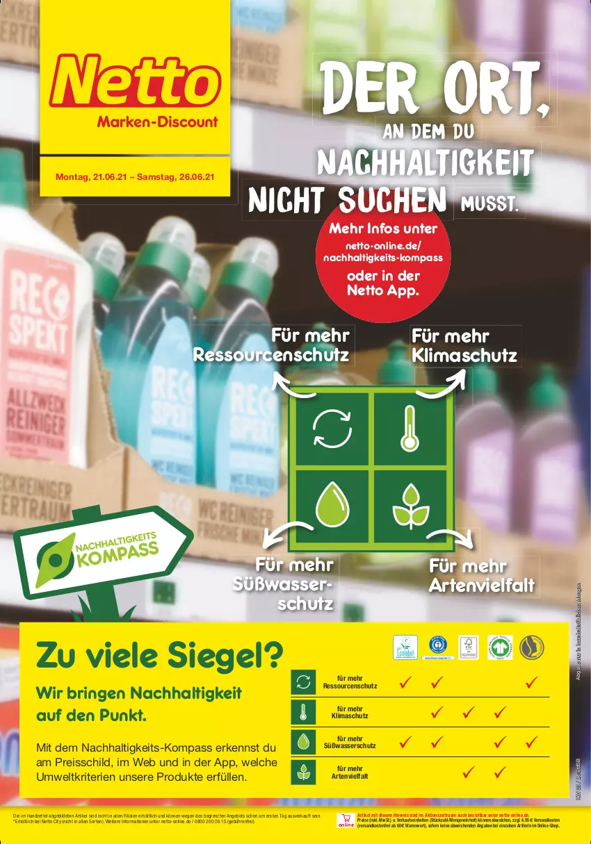 Aktueller Prospekt Netto Marken-Discount - Filial Angebote - von 21.06 bis 26.06.2021 - strona 1