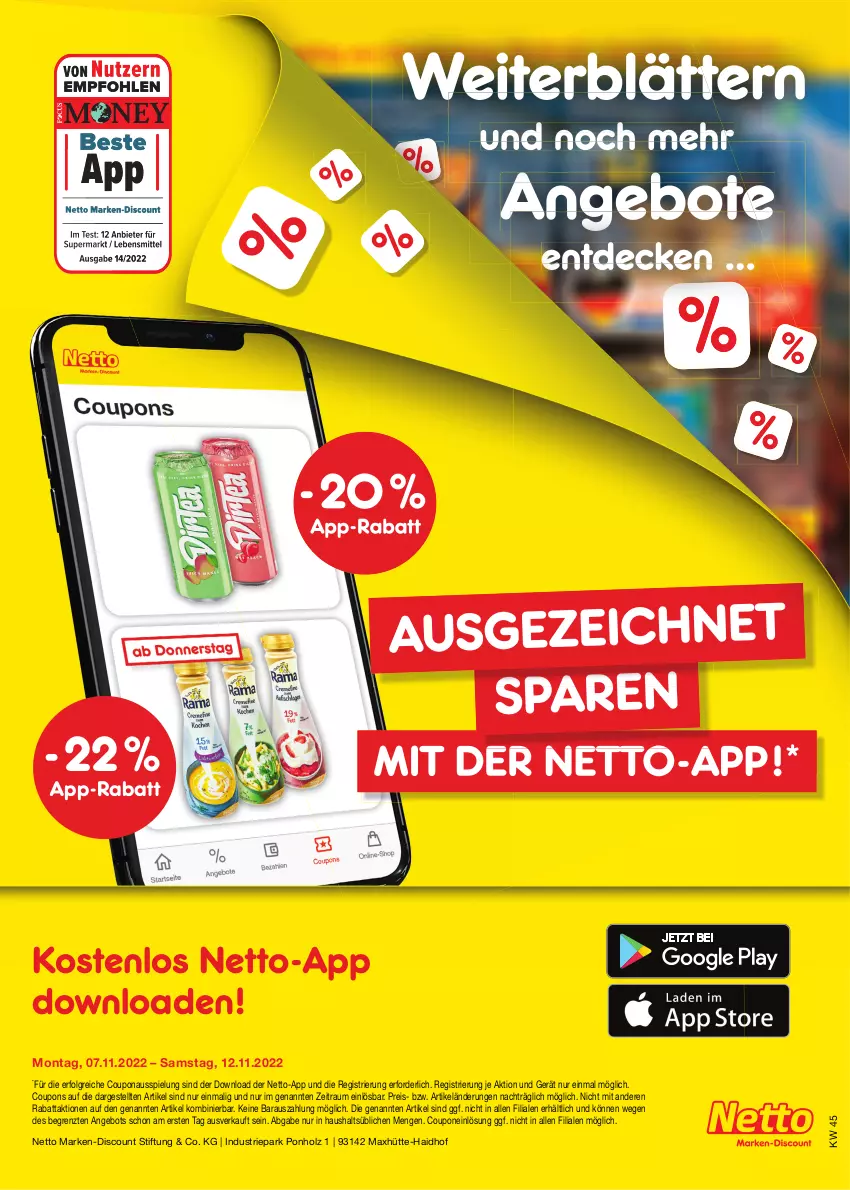 Aktueller Prospekt Netto Marken-Discount - Filial-Angebote - von 07.11 bis 12.11.2022 - strona 45 - produkty: angebot, angebote, coupon, coupons, decke, discount, eis, Holz, LG, marken-discount, reis, Ti, ZTE