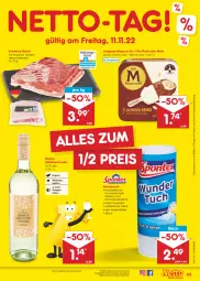 Gazetka promocyjna Netto Marken-Discount - Filial-Angebote - Gazetka - ważna od 12.11 do 12.11.2022 - strona 43 - produkty: angebot, Bau, bestpreis, bier, eier, eis, fleisch, langnese, magnum, reifen, reis, schwein, schweine, schweine-bauch, Ti, tuc, wasser, wein, weine, Weißwein, wurst, wurst in selbstbedienung, ZTE