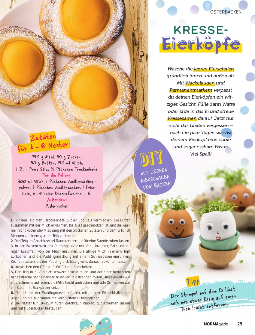 Aktueller Prospekt Norma - Norma - von 01.03 bis 30.04.2022 - strona 25 - produkty: braun, butter, eier, erde, Hefe, latte, Löffel, magazin, mehl, milch, Ofen, papier, pfirsich, pfirsiche, pudding, salz, Schal, Schale, Schneebesen, sesam, Ti, topf, tuc, vanille, zucker