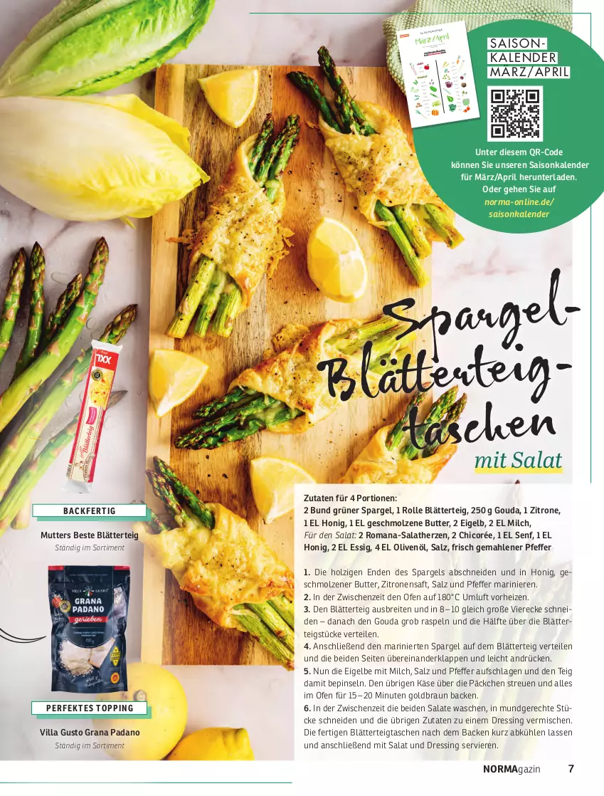 Aktueller Prospekt Norma - Norma - von 01.03 bis 30.04.2022 - strona 7 - produkty: apfel, asti, blätterteig, Blätterteigtasche, braun, Brei, butter, champignon, dressing, elle, essig, feldsalat, gouda, grana, grana padano, grüner spargel, Holz, honig, kartoffel, Käse, kopfsalat, Kürbis, LG, magazin, milch, obst, Ofen, olive, oliven, olivenöl, padano, pfeffer, Pinsel, pril, radieschen, Rana, Rettich, rhabarber, rosen, Rosenkohl, rote bete, rotkohl, saft, salat, salate, salatherzen, salz, senf, spargel, spinat, spitzkohl, Tasche, taschen, Ti, usb, Weißkohl, Wirsing, zitrone, zitronen, zitronensaft, zwiebel