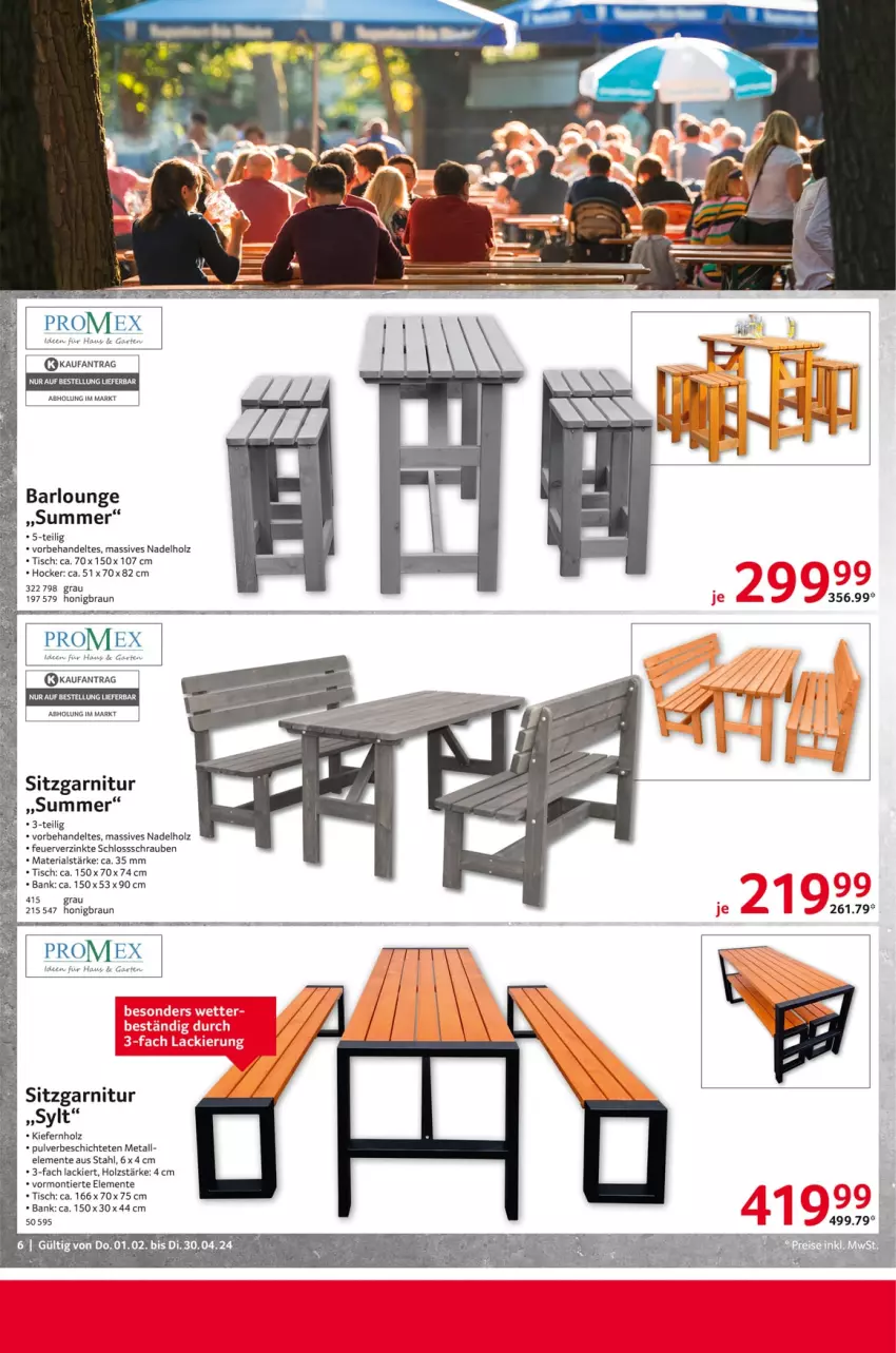 Aktueller Prospekt Selgros - Restaurantmöbel - von 01.02 bis 30.04.2024 - strona 6 - produkty: arlo, Bank, braun, ente, garnitur, Garten, hocker, Holz, honig, lack, Ria, schrauben, tee, Ti, tisch