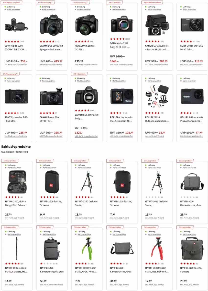 Aktueller Prospekt Media Markt - Prospekte - von 11.01 bis 18.01.2022 - strona 3 - produkty: actioncam, body, canon, eis, GoPro, kamera, leine, lumix, mac, ndk, panasonic, reis, rollei, rucksack, sac, sony, spiegel, Tasche, Ti, versandkostenfrei