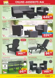 Gazetka promocyjna Netto Marken-Discount - Filial-Angebote - Gazetka - ważna od 07.05 do 07.05.2022 - strona 27 - produkty: angebot, angebote, Bank, eis, Garten, gartenbank, gartensessel, hocker, latte, Liege, loungeset, magazin, möbel, reis, Ria, rückenlehne, sessel, Sofa, sonnenliege, Ti, tisch, ZTE