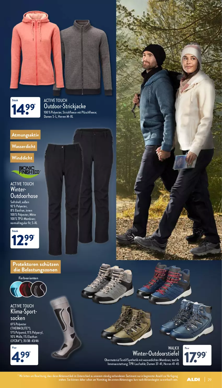 Aktueller Prospekt Aldi Nord - Aldi-Aktuell - von 20.12 bis 24.12.2021 - strona 29 - produkty: active touch, bio, Finish, gin, hose, Jacke, Plüsch, Ria, Schütze, socken, Sport, sportsocken, Strickjacke, Ti, walkx, wasser, wolle, ZTE