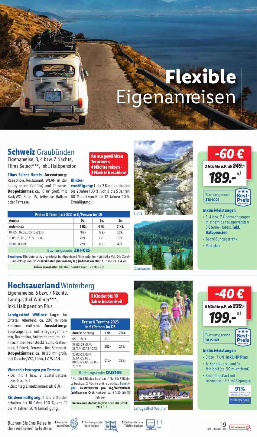 Aktueller Prospekt Lidl - Themenflyer November 2022 - von 12.11.2022 bis 14.01.2023 - strona 19 - produkty: auer, axe, Bad, Bau, bett, Betten, buch, dusche, eis, getränk, HP, inklusivleistungen, Kinder, kurtaxe, LG, mac, reis, reiseveranstalter, rezept, ring, rum, telefon, Ti