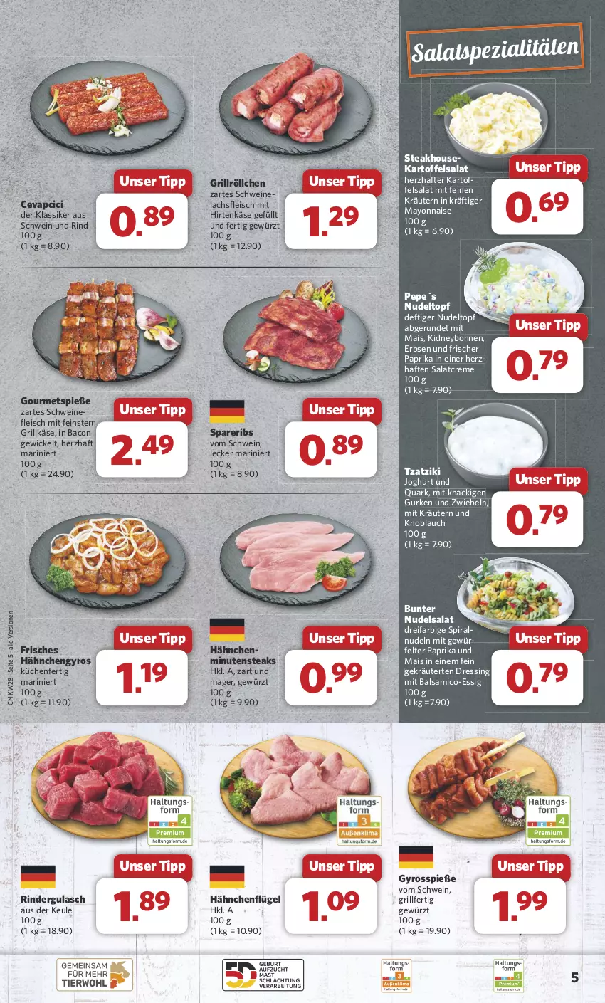 Aktueller Prospekt Combi - Prospekte - von 08.07 bis 13.07.2024 - strona 5 - produkty: bacon, balsam, balsamico, bohne, bohnen, cevapcici, creme, dressing, eis, erbsen, essig, fleisch, gewürz, grill, Grillkäse, gulasch, gurke, gurken, gyros, hähnchenflügel, Hähnchengyros, hirtenkäse, joghur, joghurt, kartoffel, kartoffelsalat, Käse, kidney, knoblauch, kräuter, kräutern, küche, Küchen, lachs, mais, mayonnaise, minutensteaks, nudel, nudeln, nudelsalat, paprika, quark, rind, rinder, rindergulasch, salat, salatcreme, schwein, schwein und rind, schweine, spareribs, Spezi, steak, steaks, Ti, topf, tzatziki, wein, weine, WICK, Yo, zwiebel, zwiebeln