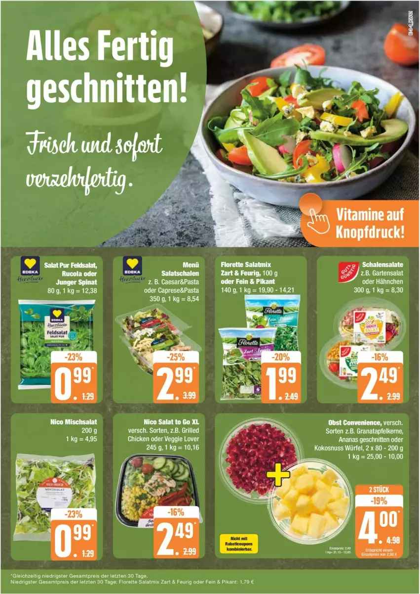 Aktueller Prospekt Edeka - Prospekte - von 07.10 bis 12.10.2024 - strona 3 - produkty: ananas, apfel, Cap, eis, florette, Garten, grana, granatapfel, granatapfelkerne, grill, kokos, kokosnuss, nuss, pasta, Rana, reis, salat, Salatmix, schnitten, Ti, veggie, Veggie Love, würfel, ZTE