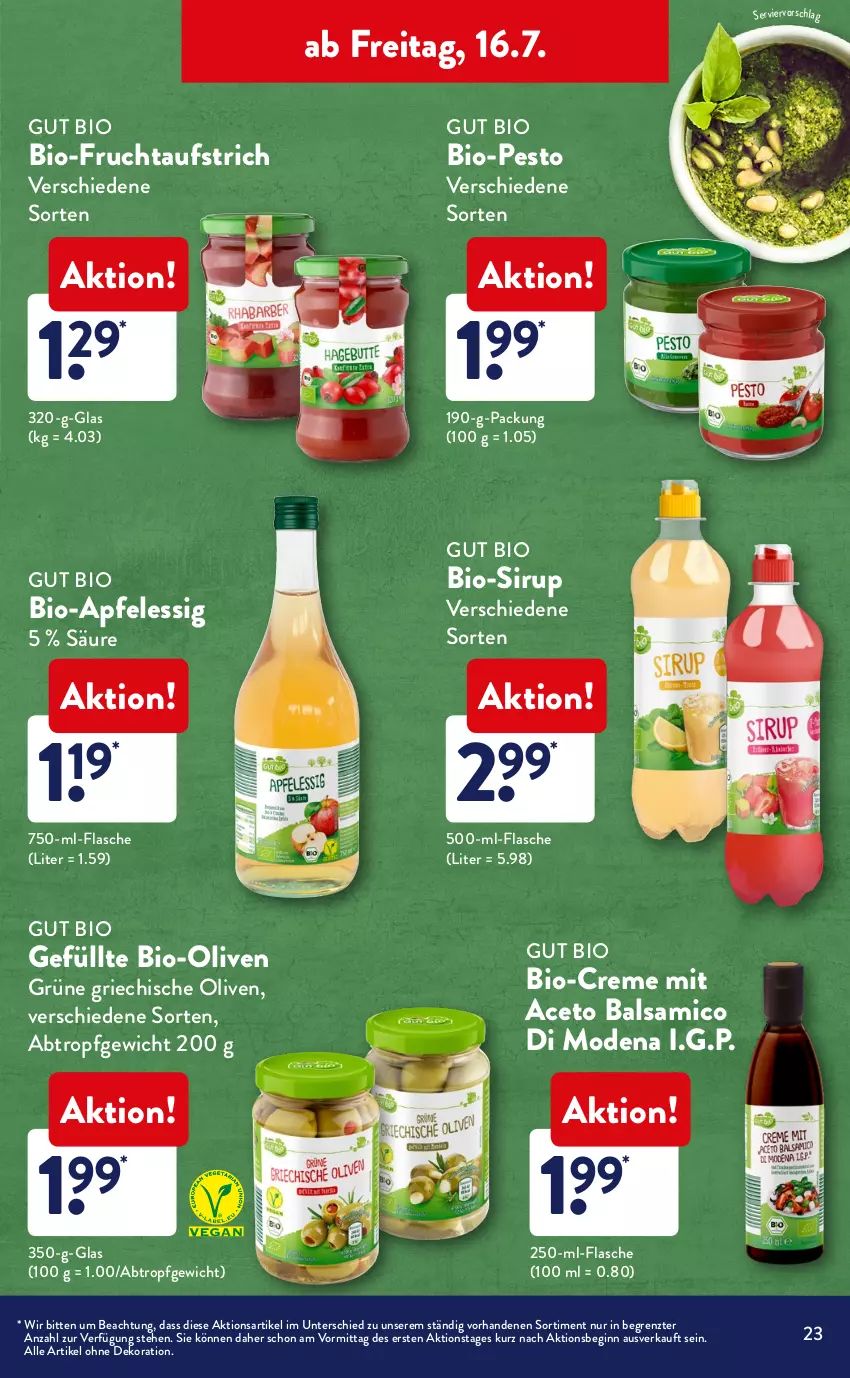 Aktueller Prospekt AldiSud - ALDI Bio-Sortiment - von 01.07 bis 31.07.2021 - strona 23