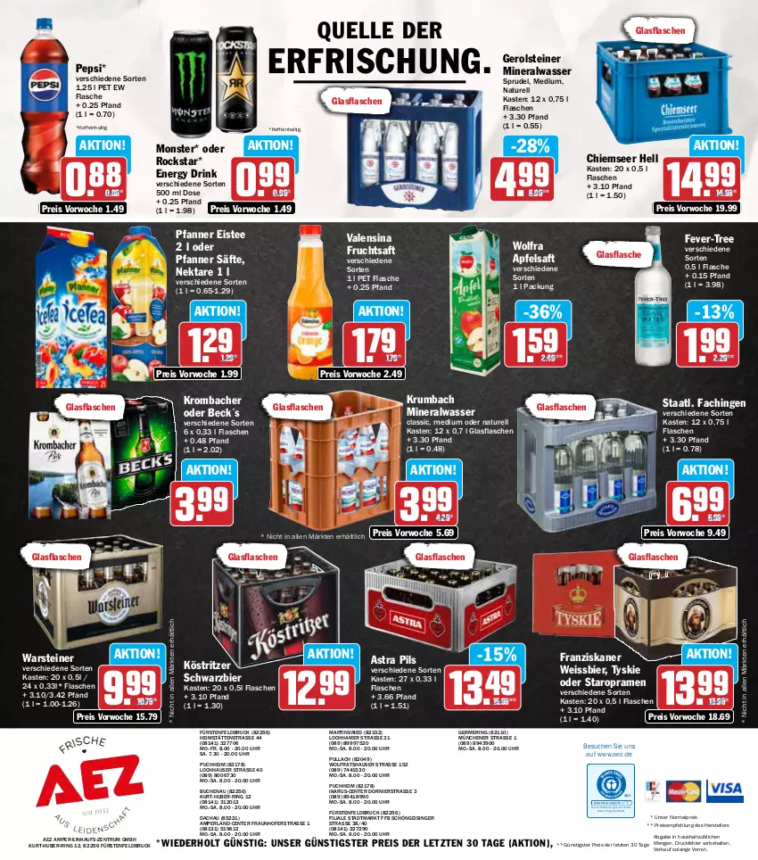 Aktueller Prospekt Aez - Prospekte - von 04.11 bis 09.11.2024 - strona 16 - produkty: AEZ, Alwa, apfel, apfelsaft, Astra, bier, bio, buch, drink, drucker, eis, eistee, elle, energy drink, Engel, ente, fever-tree, fisch, flasche, franziskaner, frucht, fruchtsaft, Germ, gerolsteine, gerolsteiner, glasflasche, kerze, köstritzer, krombache, krombacher, krumbach, mineralwasser, monster, natur, Nektar, pepsi, perla, pfanne, Pfanner, pils, reis, rel, ring, Rockstar, rum, saft, säfte, Sprudel, Staatl. Fachingen, Staropramen, steiner, tee, teller, Ti, tyskie, uhr, valensina, warsteiner, wasser, weissbier, ZTE