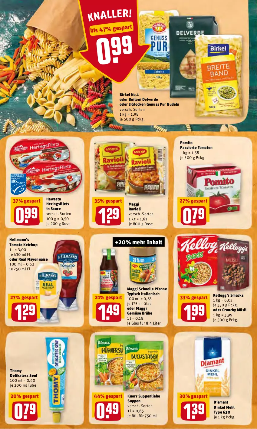 Aktueller Prospekt Rewe - Diese Woche im Angebot! - von 07.02 bis 12.02.2022 - strona 22 - produkty: birkel, Brühe, buitoni, delikatess senf, elle, erde, filet, filets, hawesta, hering, Herings, heringsfilets, ketchup, knorr, mac, maggi, Maggi Schnelle Pfanne, mayonnaise, mehl, müsli, nudel, nudeln, nuss, pfanne, pomito, ravioli, ring, sauce, senf, Smacks, suppe, suppen, suppenliebe, thomy, tomate, tomaten, tomato ketchup, Yo