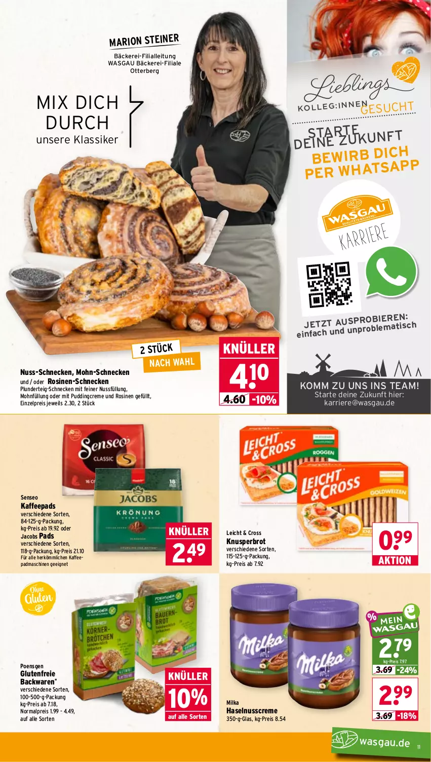 Aktueller Prospekt Wasgau - von 28.09 bis 02.10.2026 - strona 11 - produkty: backwaren, bier, Biere, brot, creme, eis, haselnuss, Haselnusscreme, jacobs, kaffee, kaffeepads, milka, nuss, oder jacobs, Plunder, pudding, reis, senseo, steiner, Ti, tisch