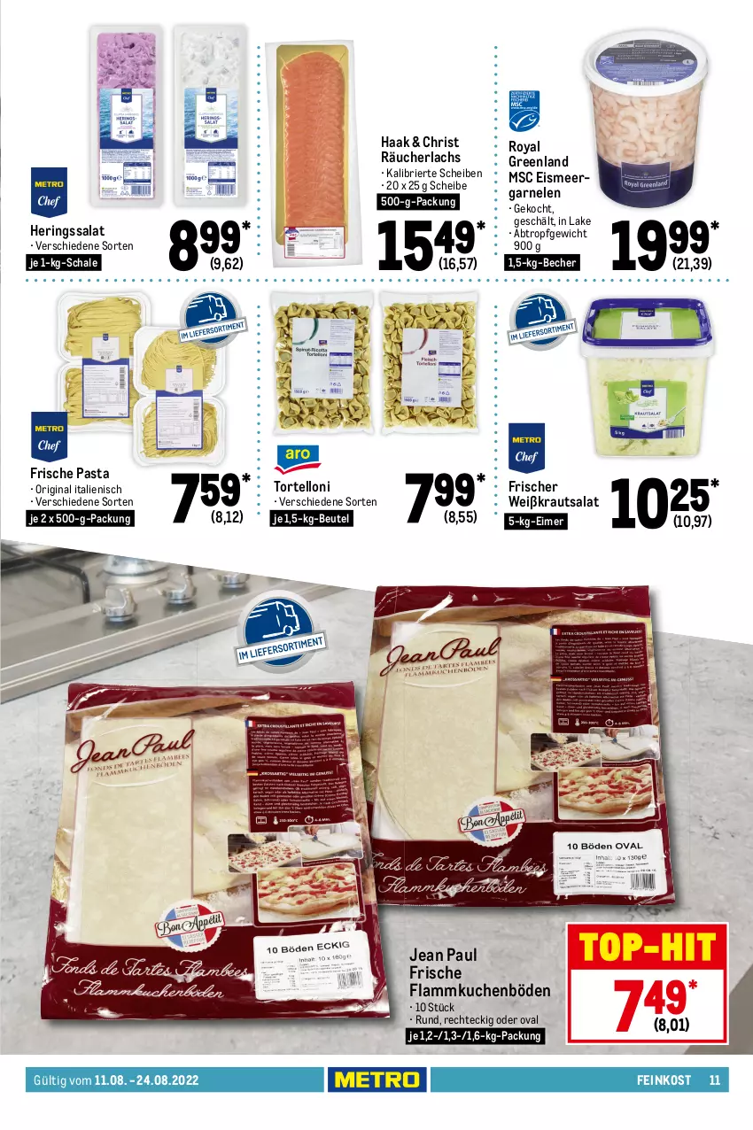 Aktueller Prospekt Metro - GastroJournal - von 11.08 bis 24.08.2022 - strona 11 - produkty: alpro, bag-in-box, Becher, beutel, braun, brie, butter, eier, eimer, eis, feinkost, flammkuchen, Frische Pasta, garnelen, gin, hafer, hering, Herings, kokos, kokosnuss, Kraut, krautsalat, küche, kuchen, lachs, lamm, mac, mandel, meggle, milch, molkereiprodukte, nuss, pasta, quark, Räucherlachs, reis, ring, sahne, salat, Schal, Schale, schlagsahne, schmand, soya, speisequark, Ti, top-hit, torte, tortelloni, vollmilch