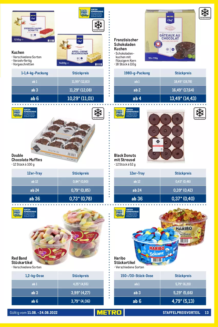 Aktueller Prospekt Metro - GastroJournal - von 11.08 bis 24.08.2022 - strona 13 - produkty: auer, beutel, brötchen, burger, cola, coppenrath, creme, Donut, donuts, eis, eiscreme, erde, Goldstücke, haribo, kuchen, lack, mozzarella, Muffin, muffins, preisvorteil, reis, rel, salomon, schnitten, schoko, schokolade, schokoladen, Ti