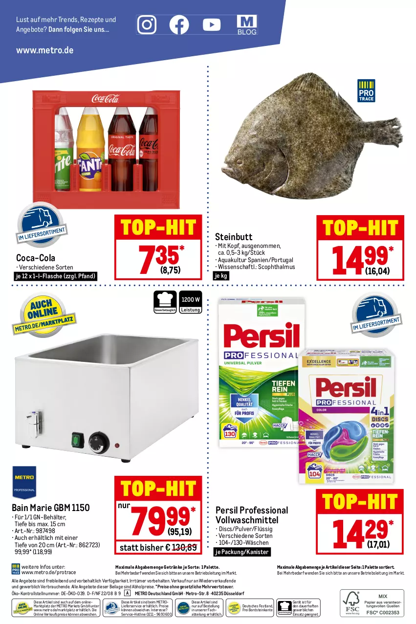 Aktueller Prospekt Metro - GastroJournal - von 11.08 bis 24.08.2022 - strona 36 - produkty: abholpreise, Abtei, angebot, angebote, aqua, auer, Behälter, coca-cola, cola, eis, flasche, getränk, getränke, ilag, LG, lieferservice, Metro, Palette, persil, Rauch, reis, rezept, rezepte, rwe, Ti, top-hit, vollwaschmittel, waschmittel