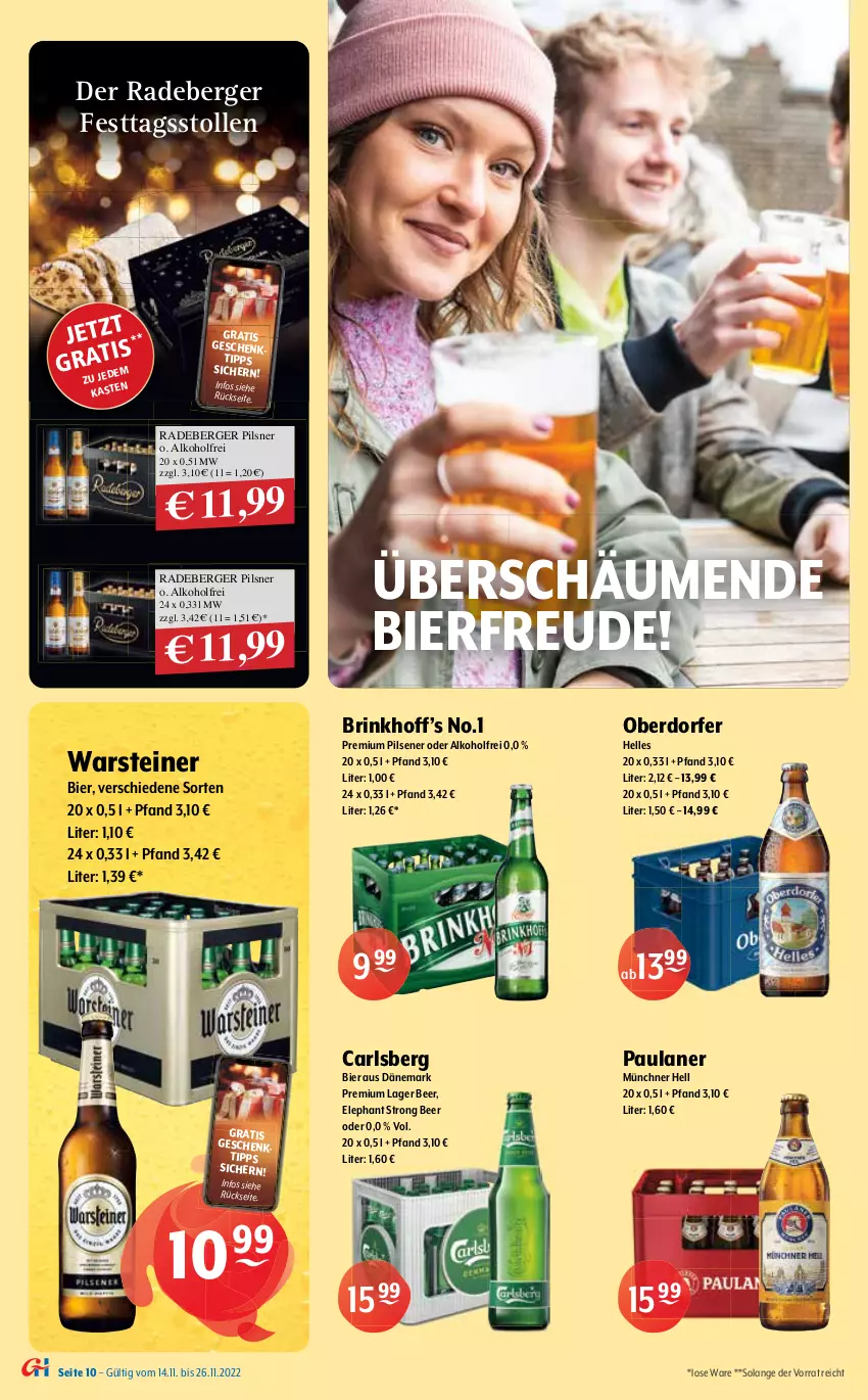 Aktueller Prospekt Getraenke Hoffmann - Prospekte - von 14.11 bis 26.11.2022 - strona 10 - produkty: alkohol, Berger, bier, budweiser, carlsberg, corona, Duck, eis, elle, gin, Hefe, mönchshof, Paula, paulaner, pils, pilsener, pilsner, premium pils, radeberger, radeberger pilsner, reis, steiner, Stiegl, Stollen, störtebeker, Ti, warsteiner, weissbier