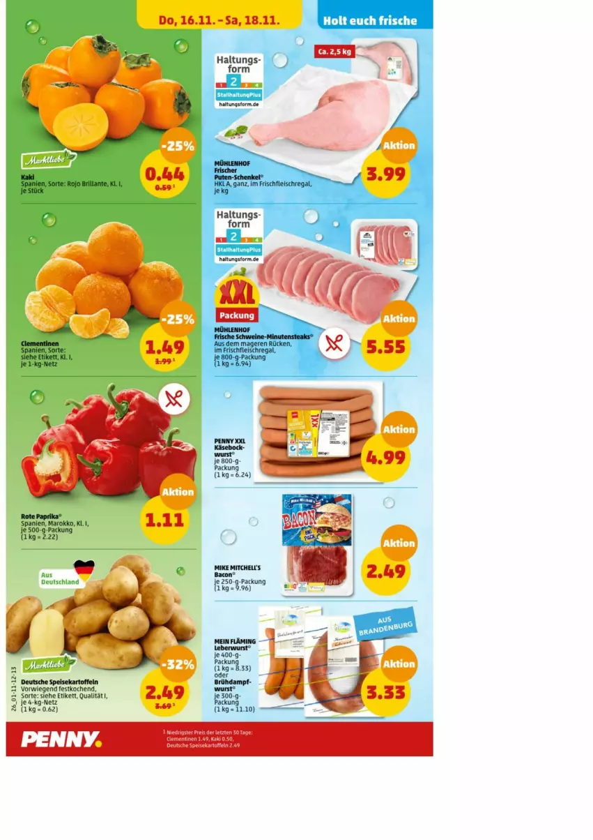 Aktueller Prospekt Penny - Prospekte - von 13.11 bis 18.11.2023 - strona 26 - produkty: eis, fleisch, henkel, kartoffel, kartoffeln, Käse, leberwurst, regal, schenkel, speisekartoffeln, Ti, wurst