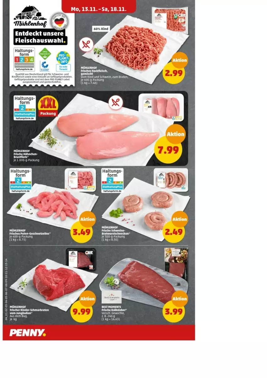 Aktueller Prospekt Penny - Prospekte - von 13.11 bis 18.11.2023 - strona 4 - produkty: eier, eis, ente, fleisch, Geflügel, geflügelprodukte sind mit dem, rind, rindfleisch, schwein, schweine, wein, weine