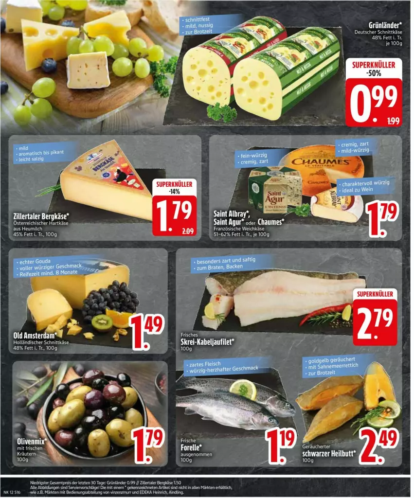 Aktueller Prospekt Edeka - Prospekte - von 17.03 bis 22.03.2025 - strona 16 - produkty: Abtei, Bergkäse, deka, eis, elle, forelle, grünländer, Heu, heumilch, holländischer schnittkäse, Käse, kräuter, kräutern, milch, reis, rel, schnittkäse, Ti, weichkäse, ZTE