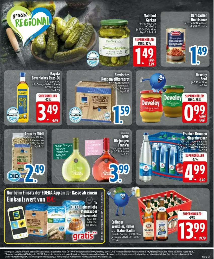 Aktueller Prospekt Edeka - Prospekte - von 17.03 bis 22.03.2025 - strona 7 - produkty: aeg, Alwa, auer, bier, deka, elle, erdinger, flasche, mineralwasser, natur, radler, rel, senf, Ti, wasser, Yo