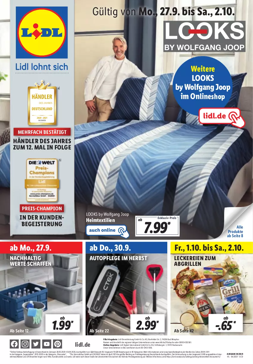 Aktueller Prospekt Lidl - Aktionsprospekt - von 27.09 bis 02.10.2021 - strona 1