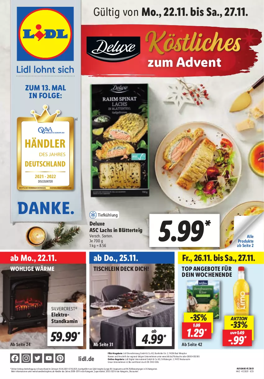 Aktueller Prospekt Lidl - Aktionsprospekt - von 22.11 bis 27.11.2021 - strona 1