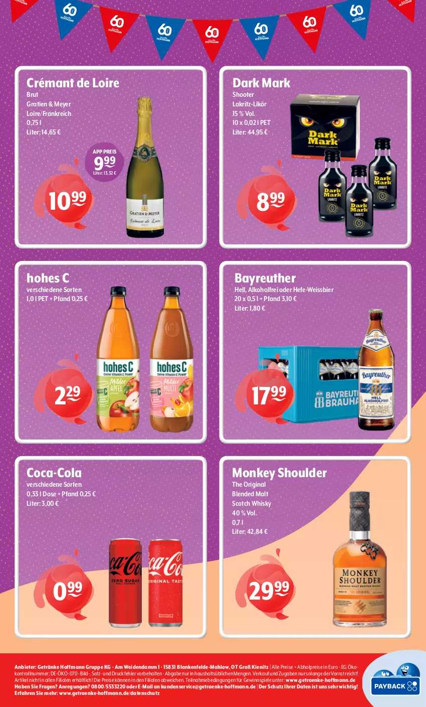 Aktueller Prospekt Getraenke Hoffmann - Prospekte - von 27.04 bis 02.05.2026 - strona 8 - produkty: abholpreise, alkohol, bier, brut, coca-cola, cola, crémant de loire, eis, getränk, getränke, gewinnspiel, gin, Hefe, Hohes C, Lakritz, likör, reis, scotch, scotch whisky, Spiele, Ti, weissbier, whisky