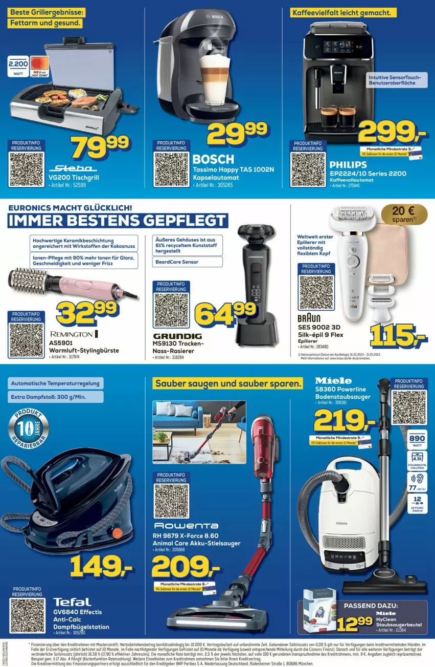 Aktueller Prospekt Euronics - Prospekte - von 10.05 bis 17.05.2023 - strona 7 - produkty: akku, auto, bosch, bürste, Effect, eimer, ente, grill, kaffee, kaffeevollautomat, kokos, kokosnuss, LG, mac, miele, nuss, rasierer, remington, Stielsauger, tefal, Ti, tisch, tischgrill