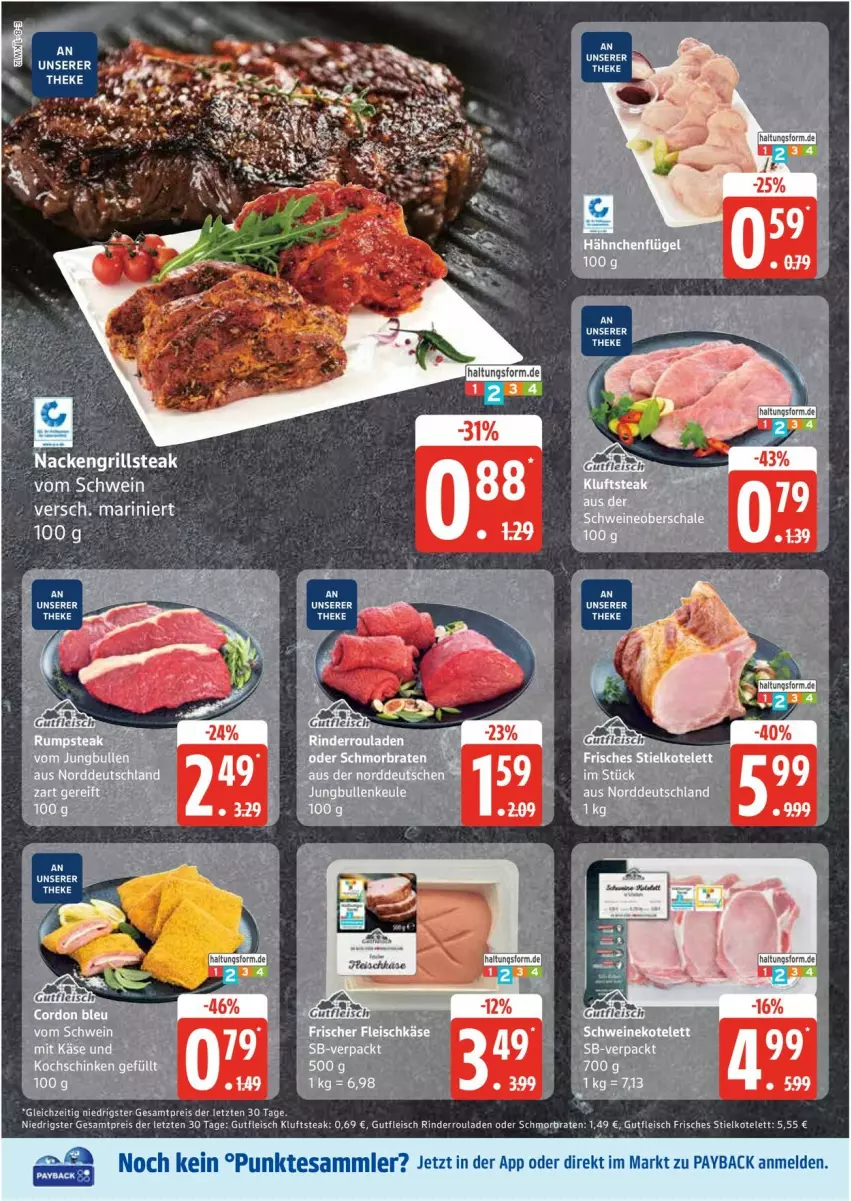 Aktueller Prospekt Edeka - Prospekte - von 17.03 bis 22.03.2025 - strona 8 - produkty: braten, eis, elle, ente, fleisch, grill, gutfleisch, Käse, Kluftsteak, kotelett, payback, reis, rind, rinder, Rinderroulade, rinderrouladen, rouladen, schmorbraten, schwein, steak, tee, tesa, Ti, wein, ZTE