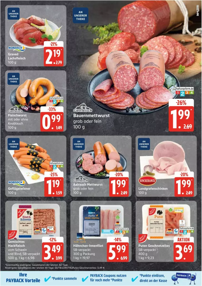 Aktueller Prospekt Edeka - Prospekte - von 17.03 bis 22.03.2025 - strona 9 - produkty: auer, Bau, Bauer, coupon, coupons, eis, geschnetzeltes, Mett, mettwurst, payback, pute, reis, rind, schwein, Ti, wein, wurst, Zelt, ZTE