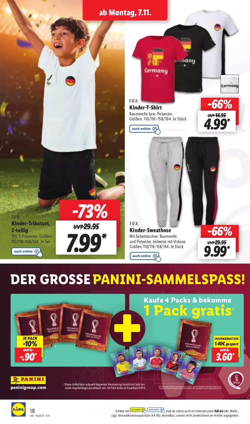 Aktueller Prospekt Lidl - Aktionsprospekt - von 07.11 bis 12.11.2022 - strona 18 - produkty: angebot, Bau, baumwolle, beko, eis, hose, Kinder, Kinder-T-Shirt, ndk, Schal, Schale, shirt, Sweathose, T-Shirt, Tasche, taschen, Ti, Trikot, wolle, ZTE