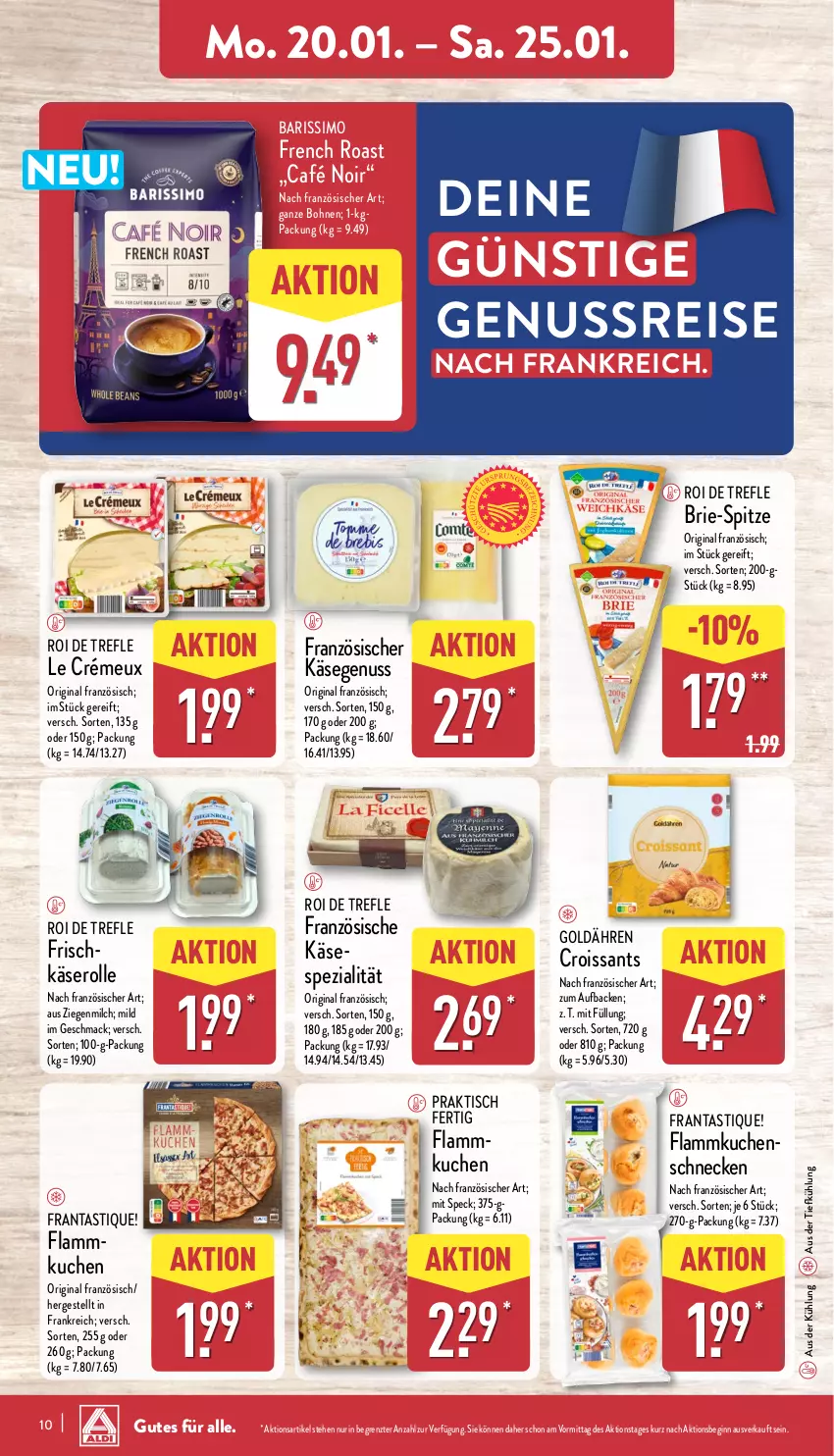 Aktueller Prospekt Aldi Nord - Von Montag - von 20.01 bis 25.01.2025 - strona 10 - produkty: asti, aus der tiefkühlung, bohne, bohnen, brie, Croissant, croissants, eis, flammkuchen, gin, Käse, kuchen, lamm, mac, milch, nuss, reis, sim, Speck, Spezi, Ti, tisch, ZTE