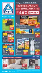 Gazetka promocyjna Aldi Nord - Von Montag - Gazetka - ważna od 25.01 do 25.01.2025 - strona 1 - produkty: Alaska-Seelachs, Alaska-Seelachsfilet, aldi, aus der tiefkühlung, beere, beeren, bett, Betttuch, bettwäsche, danone, decke, Dr. Oetker, eis, elle, filet, fisch, fischstäbchen, flasche, fleisch, frucht, garnitur, gerolsteine, gerolsteiner, gin, hackfleisch, heidelbeere, heidelbeeren, Käse, kuscheldecke, lachs, lachsfilet, leine, milram, Ofen, reis, Schal, Schale, schwein, schweine, Schweinehackfleisch, seelachsfilet, spannbetttuch, steiner, teller, Ti, tiefpreis, tradizionale, tuc, wasser, wein, weine, ZTE