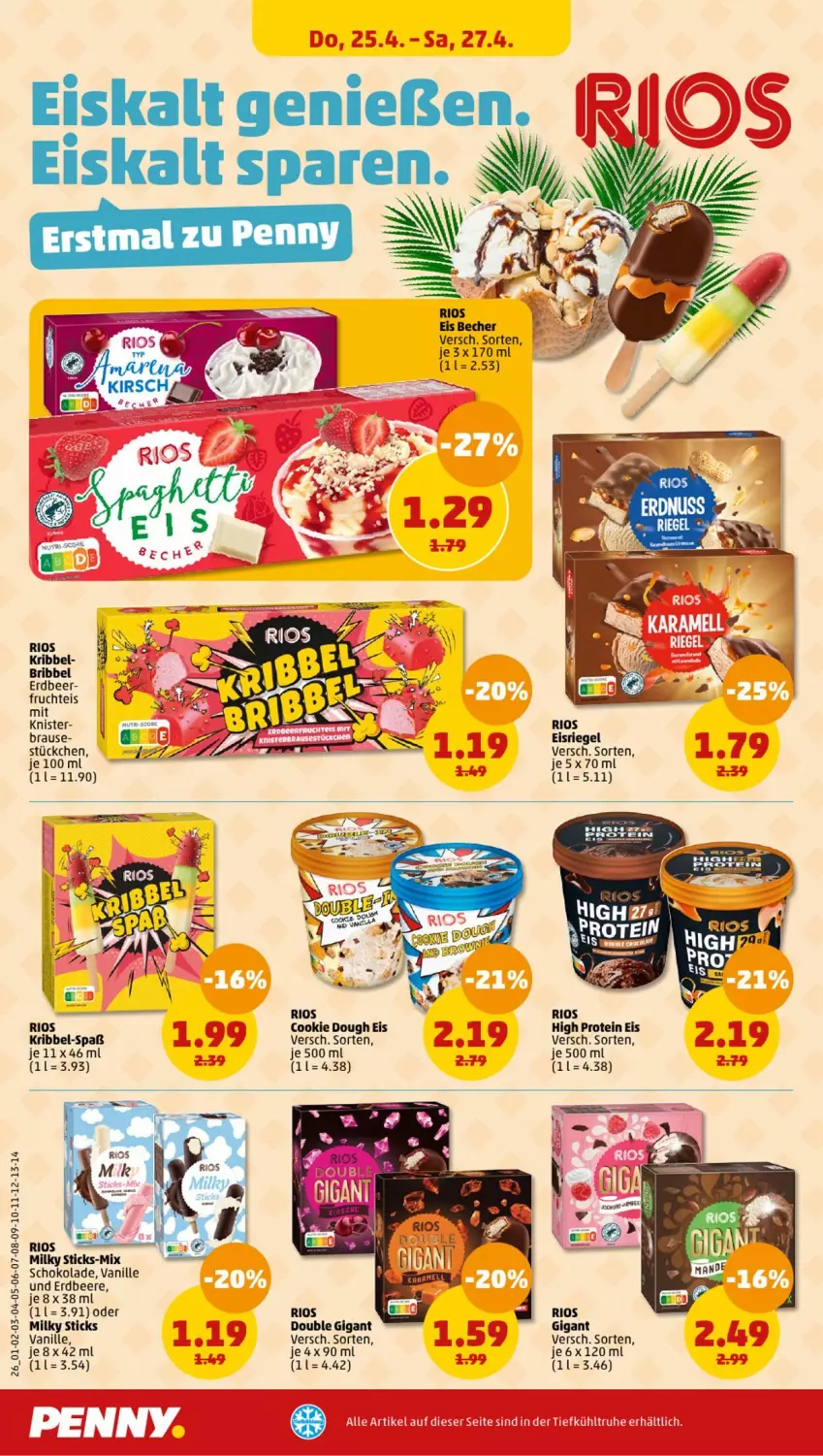 Aktueller Prospekt Penny - Prospekte - von 22.04 bis 27.04.2024 - strona 26 - produkty: Becher, beere, brause, cookie, cookie dough, eis, Eisriegel, erdbeere, erdnuss, frucht, LG, nuss, riegel, schoko, schokolade, Ti, vanille