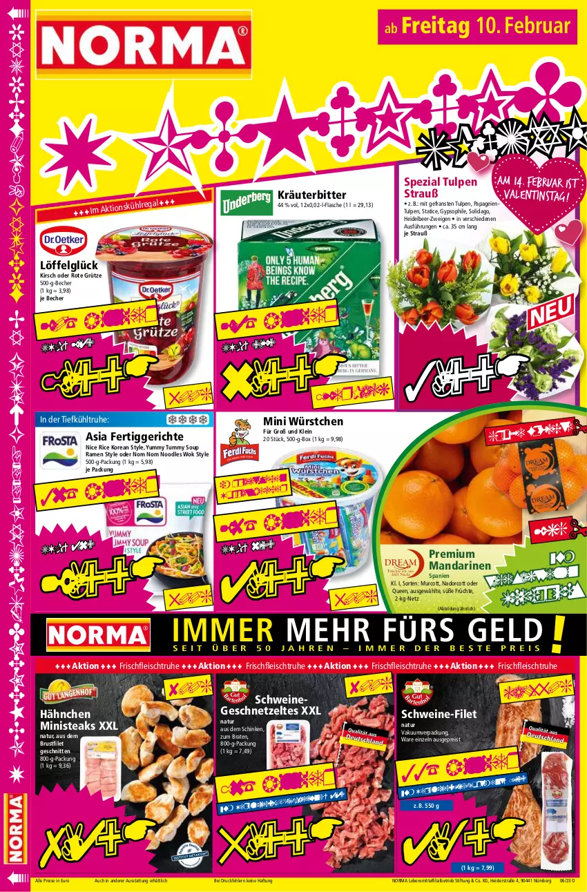 Aktueller Prospekt Norma - Norma - von 06.02 bis 13.02.2023 - strona 16 - produkty: Becher, braten, brustfilet, eis, fertiggericht, fertiggerichte, filet, flasche, fleisch, früchte, geschnetzeltes, grütze, kirsch, kräuter, lebensmittel, LG, Löffel, mandarine, mandarinen, natur, reis, Rote Grütze, schinken, schnitten, schwein, schweine, schweine-filet, Spezi, steak, steaks, Ti, tiefpreis, wein, weine, wok, würstchen, Zelt