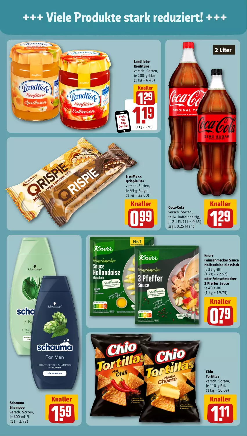 Aktueller Prospekt Rewe - Prospekte - von 21.08 bis 26.08.2023 - strona 5 - produkty: coca-cola, cola, coupon, eis, feinschmecker, hollandaise, knorr, konfitüre, landliebe, pfeffer, reis, riegel, sauce, sauce hollandaise, schauma, schauma shampoo, shampoo, Ti, tortilla, tortillas