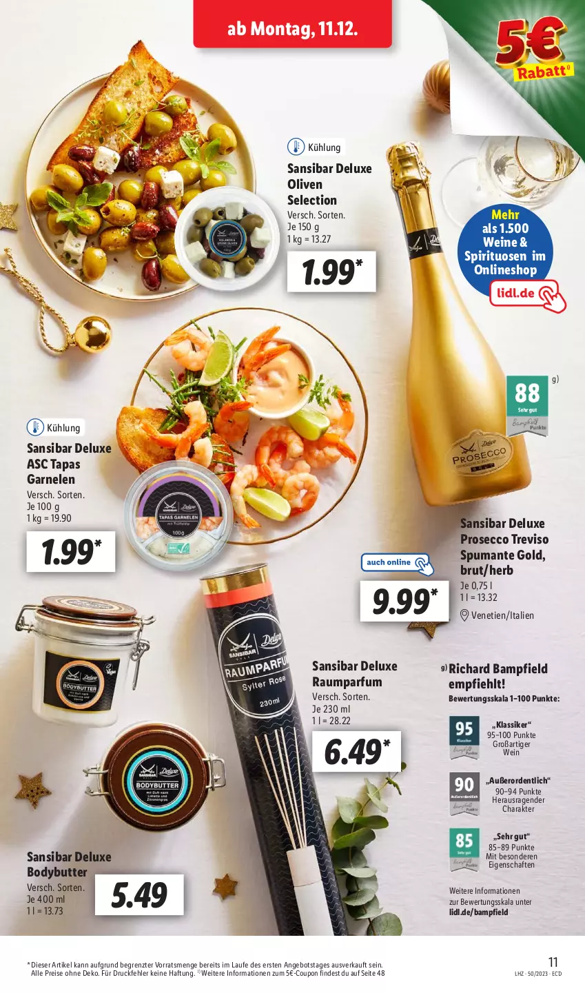 Aktueller Prospekt Lidl - Aktionsprospekt - von 11.12 bis 16.12.2023 - strona 15 - produkty: angebot, body, brut, butter, coupon, ecco, eis, garnelen, olive, oliven, parfum, prosecco, puma, reis, spirituosen, spumante, Tapas, Ti, wein, weine, ZTE