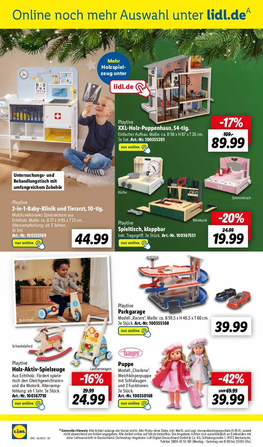 Aktueller Prospekt Lidl - Aktionsprospekt - von 11.12 bis 16.12.2023 - strona 34 - produkty: acer, angebot, angebote, Bank, Bau, dell, eis, elle, Holz, küche, LG, Mode, ndk, Puppe, reis, rel, rum, Rutschrad, Schal, Schale, Schaukel, Spiele, Spieltisch, spielzeug, telefon, Ti, tisch, tragegriff, uhr