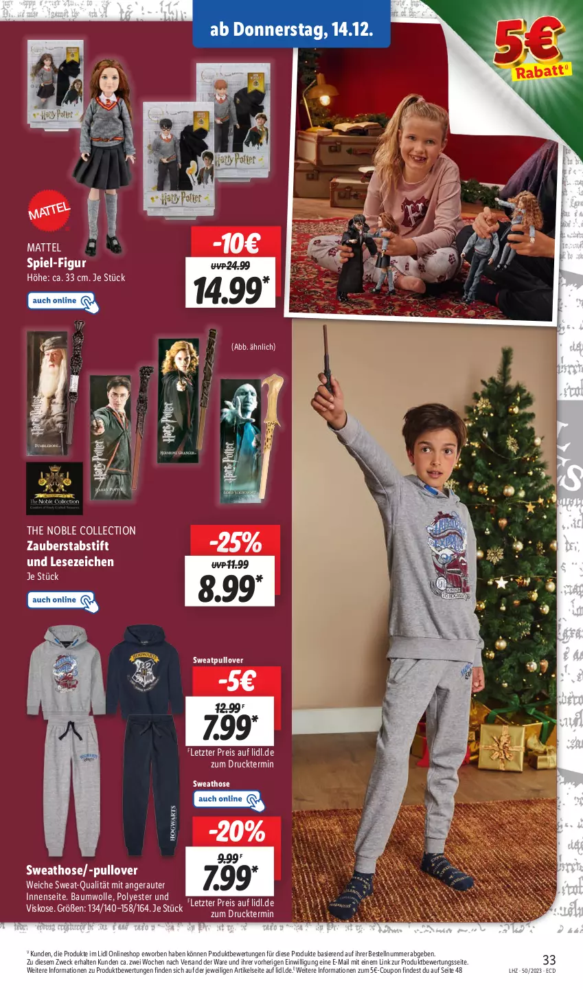 Aktueller Prospekt Lidl - Aktionsprospekt - von 11.12 bis 16.12.2023 - strona 45 - produkty: Bau, baumwolle, coupon, eis, hose, Mattel, Pullover, reis, Sweathose, Ti, weck, wolle, ZTE