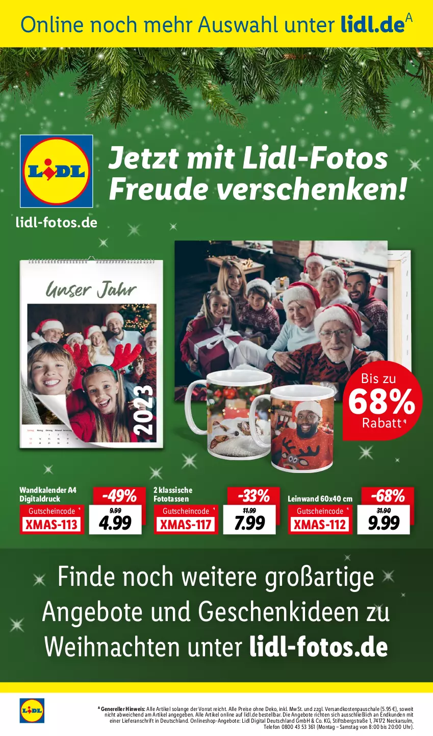 Aktueller Prospekt Lidl - Aktionsprospekt - von 11.12 bis 16.12.2023 - strona 64 - produkty: angebot, angebote, eis, elle, gutschein, ndk, reis, rel, Schal, Schale, tasse, telefon, Ti, uhr, Wandkalender, weihnachten, xmas