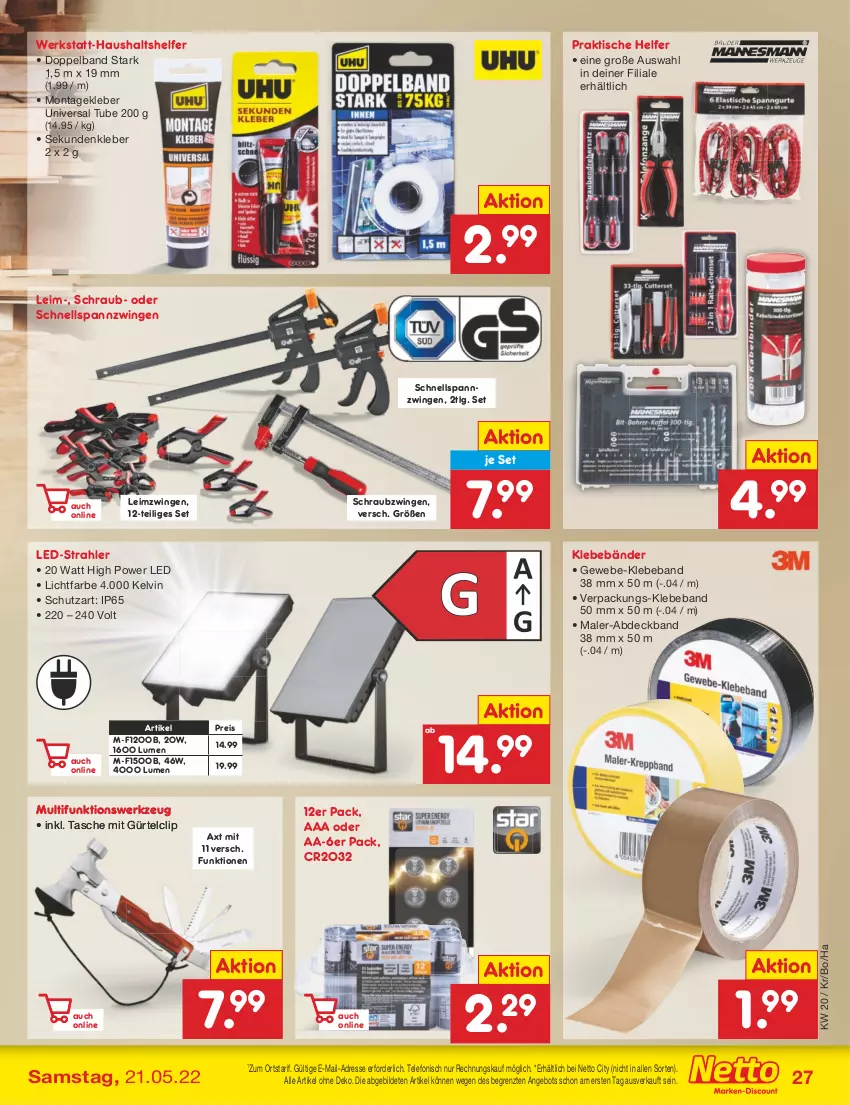 Aktueller Prospekt Netto Marken-Discount - Filial-Angebote - von 16.05 bis 21.05.2022 - strona 27 - produkty: angebot, Beba, eis, kleber, LG, reis, Tasche, telefon, Ti, tisch, werkzeug, ZTE