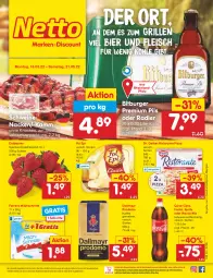 Gazetka promocyjna Netto Marken-Discount - Filial-Angebote - Gazetka - ważna od 21.05 do 21.05.2022 - strona 1 - produkty: angebot, beere, beeren, bier, bitburger, burger, coca-cola, cola, dallmayr, dallmayr prodomo, Dr. Oetker, eis, erdbeere, erdbeeren, fanta, ferrero, fleisch, fol epi, grill, kaffee, Mezzo Mix, milch, Milchschnitte, ndk, oder radler, pils, pizza, premium pils, prodomo, radler, reis, ristorante, ristorante pizza, Schal, Schale, schwein, schweine, schweinenacken, sprite, Ti, wein, weine, ZTE